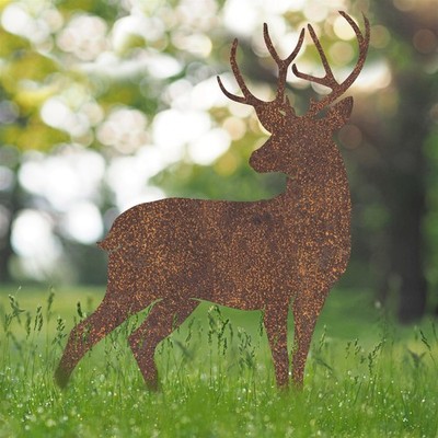 Neue rustikale Hirsch-Silhouette aus Stahl - 58 cm