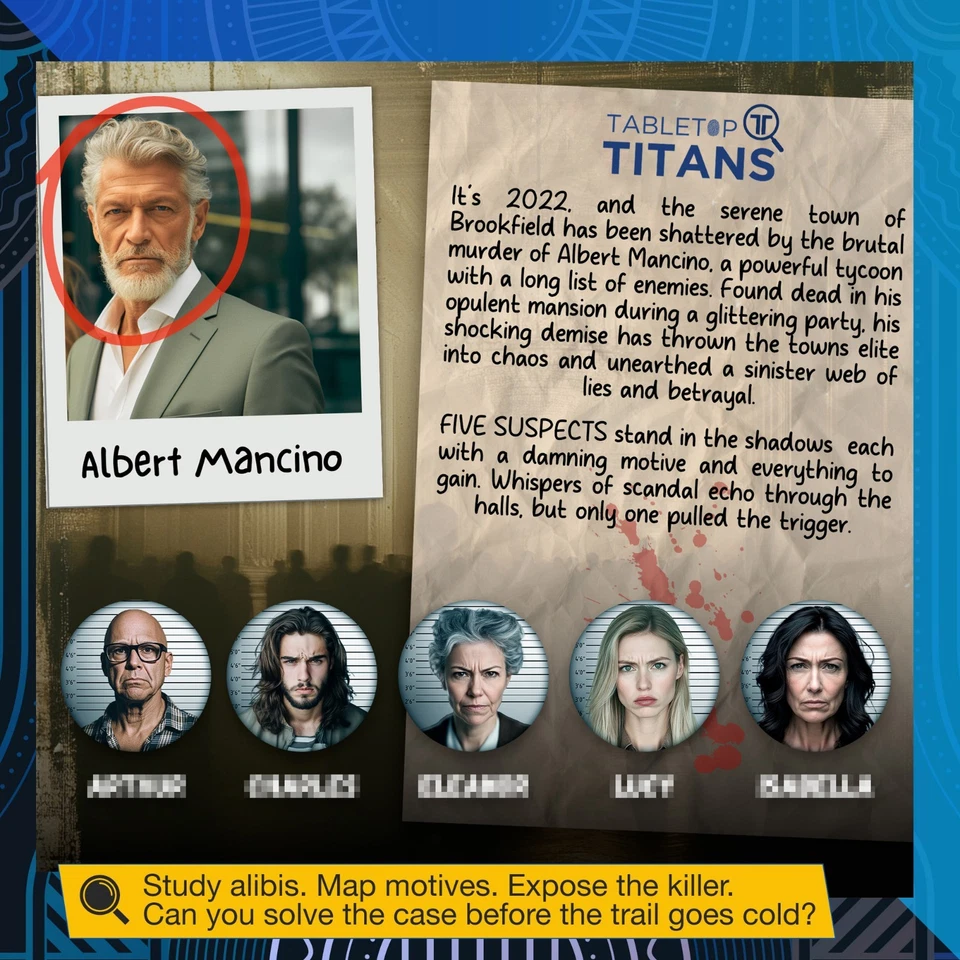 TABLETOP Murder Mystery Game, Unsolved Cold Case - Murder at Mancino Mansion - Image 2 of 4