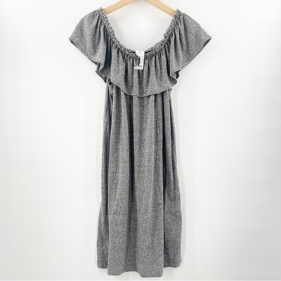 CURRENT/ELLIOTT Dress Size Medium The Ruffle Heather Gray Off the Shoulder NWT