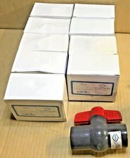 (Qty 9) DURA 1 in. Gray PVC Compact Ball Valve, Sch 80, Socket/Slip/Solvent