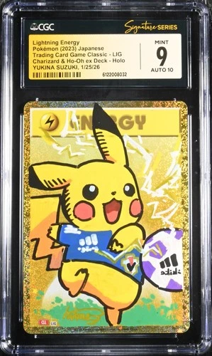 CGC 9 MINT AUTO 10 Lightning Energy Yukina Suzuki Signature Pikachu Holo Pokémon