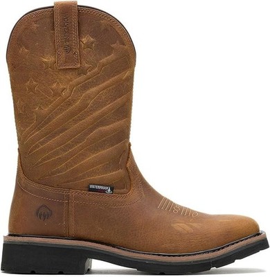 Wolverine - Men's Rancher Flag Steel Toe Wellington, Brown, Size 9