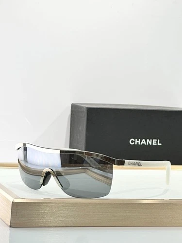 Chanel Shield Sunglasses. White Temple / Black Lens