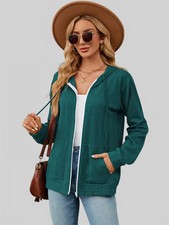 Drawstring Zip Up Long Sleeve Hoodie