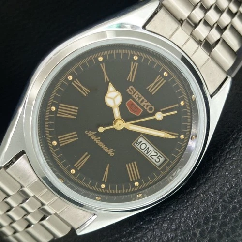 VINTAGE SEIKO 5 AUTOMATIC 6309A REFURBISHED JAPAN MENS BLACK WATCH a442119-1