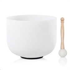 440HZ 8 Inch C Note Root Chakra Frosted Quartz Crystal Singing Bowl with Mall...