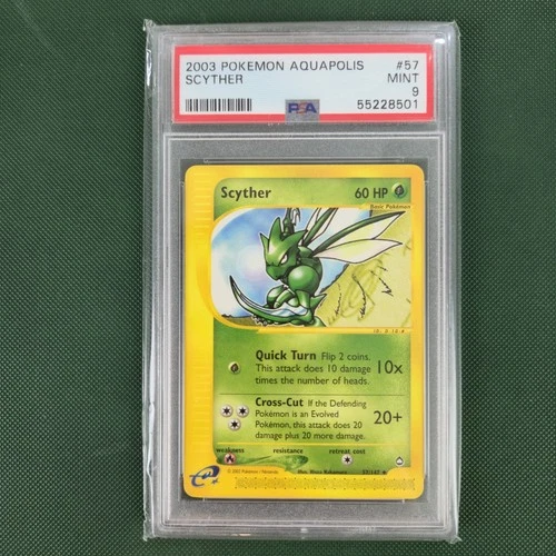 PSA 9 MINT Scyther 57/147 Aquapolis Nintendo Pokémon Card 2003