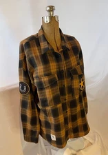 Yellow Plaid Upcycled Western Flannel Cowgirl Style Oversized Fit – Size L  OOAK