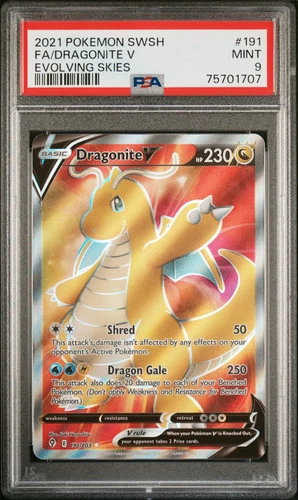 2021 Pokemon Sword & Shield Evolving Skies Dragonite V Evolving Skies PSA 9 #191