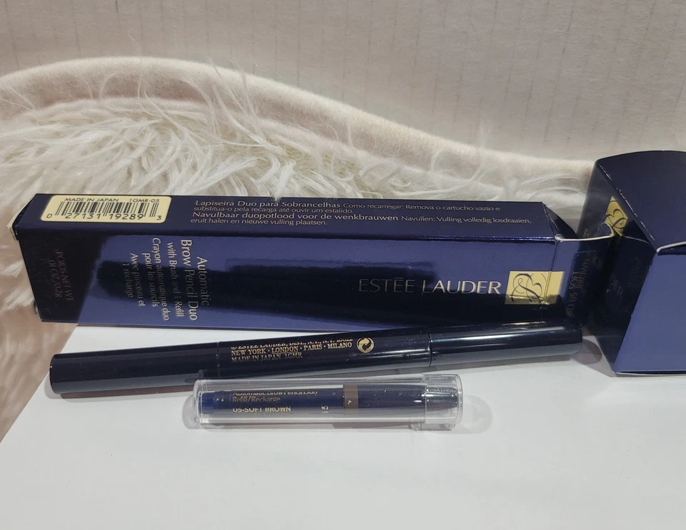 Estee Lauder Automatic Brow Pencil Duo W/ Brush and 1 Refill SOFT BROWN ABD 05  - Image 2 of 4