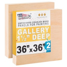 U.S. Art Supply 36" x Unfinished Cradled Wood Panels x 36", Light Tan