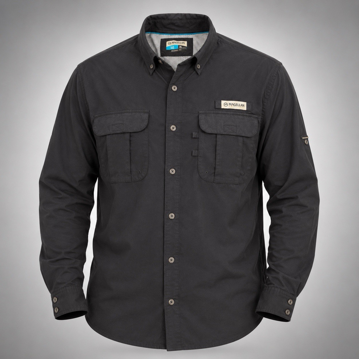 Magellan Outdoor Shirt Men’s XL Black Classic Fit Vented Fishing