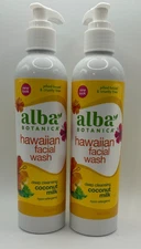 Alba Botanica Hawaiian Coconut Milk Facial Wash deep cleansing 8 oz New 2 pack