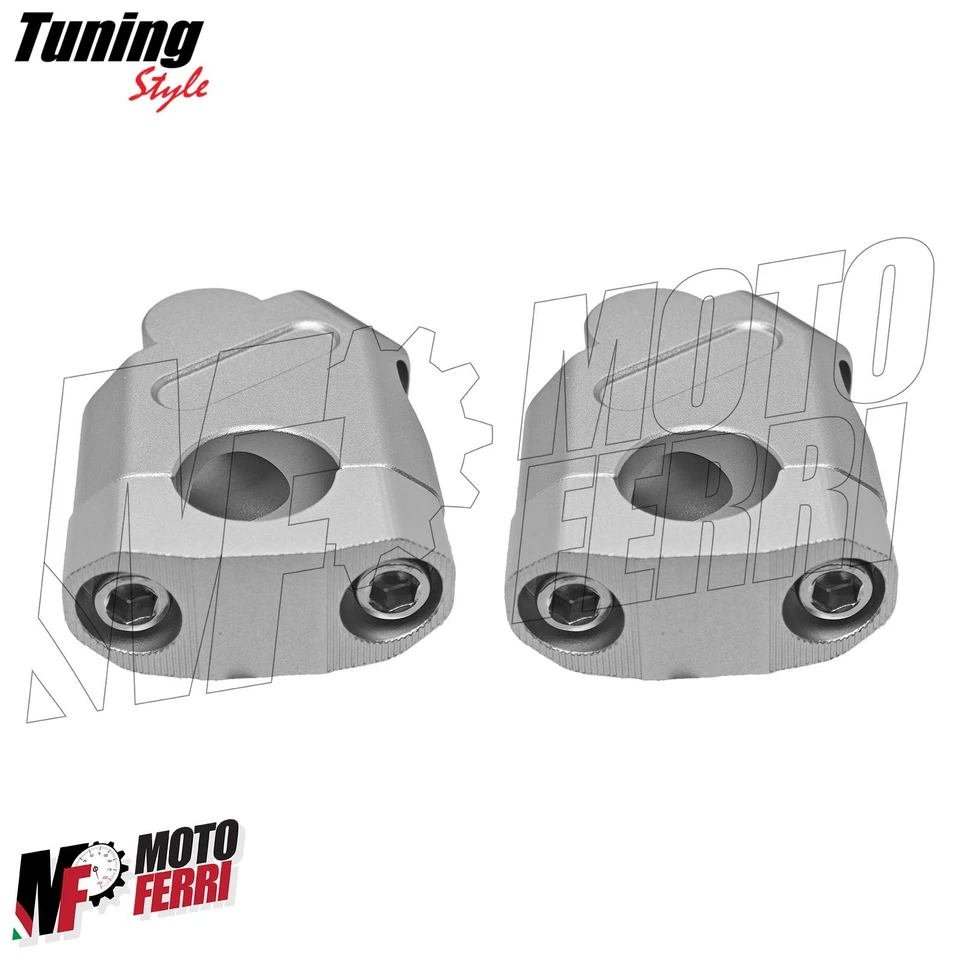 MF3444 Kit Riser 40mm Rialzo Manubrio 22mm Argento Alluminio CNC Universale Moto - Immagine 3 di 4