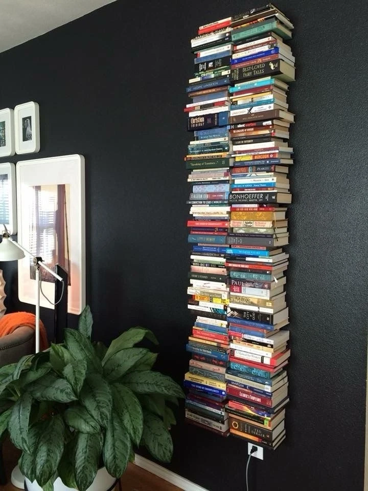 Libreria Verticale Design Plexiglass Trasparente a Parete Mensole Sospesa H200cm - Image 4 of 4