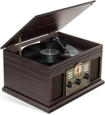 Hawthorne   3-Speed 33 1/3, 45, 78 RPM Bluetooth Record Player with CD, Casset