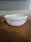 Vintage PYREX Snowflake Garland #404 Blue & White Nesting Mixing Bowl 4 Quarts