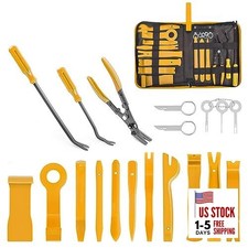  19Pcs Trim Removal Tool Set Panel Fastener Clips Removal Automotive Yellow