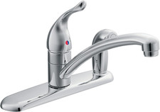 Moen Chateau Chrome One-Handle Low-Arc Kitchen Faucet with Side Sprayer in Deck