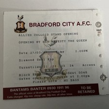 Bradford City v Liverpool Ticket  - 1997 Friendly (Allied Colloid Stand Opening)