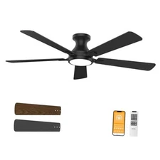 52 Inch Ceiling Fan with Light with Remote Control, Large 52 inch-5 blade Black