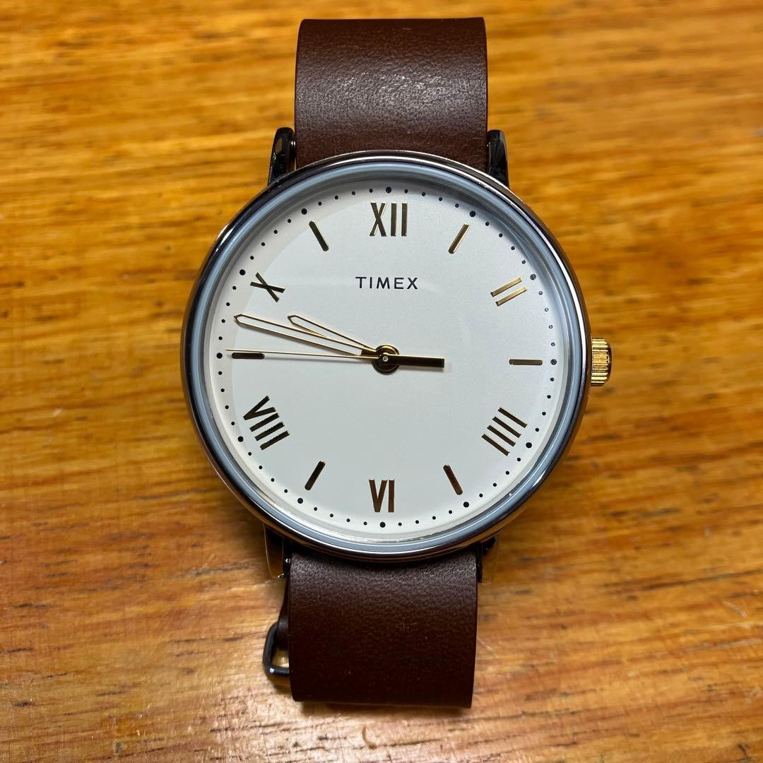 Timex TW2R80400 Quartz Watch Stainless Steel Leather Band Near Mint