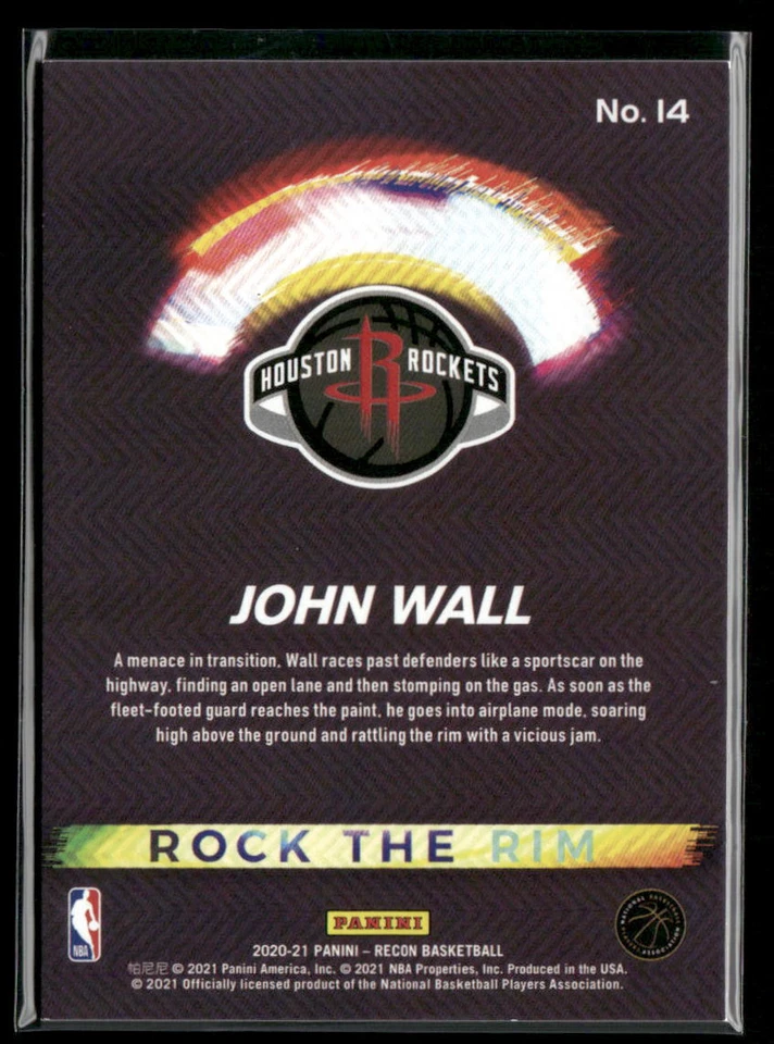 2020-21 Panini Recon Rock the Rim Red #/199 John Wall #14 Houston Rockets - Image 2 of 2