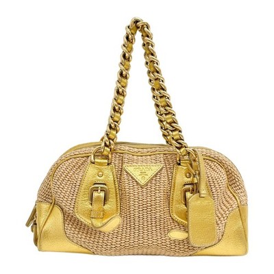 PRADA Gold Raffia Chain Shoulder Bag | eBay