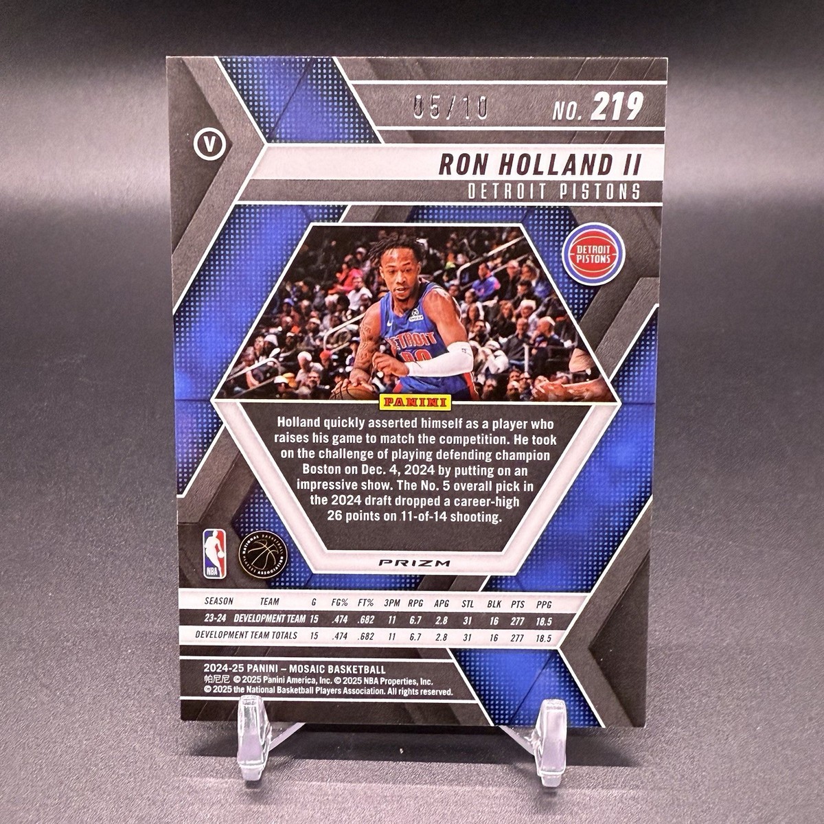 10! 🚨2024-25 Panini Mosaic Ron Holland II RC GOLD Detroit Pistons
