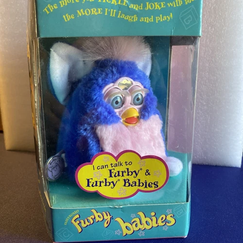1999 Tiger Electronic Furby Babies Interactive Blue EyesPink Blue Fur New In Box