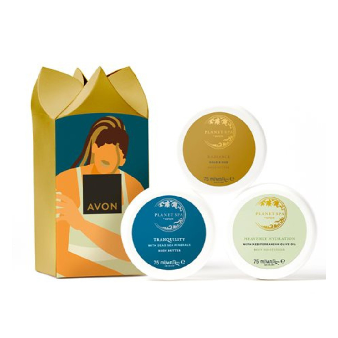 Avon Planet Spa Mini Body Butter Trio Tranquility, Heavenly Hydration & Radiance