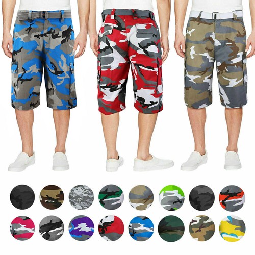 Camo Camouflage Slim Fit Cargo Shorts 