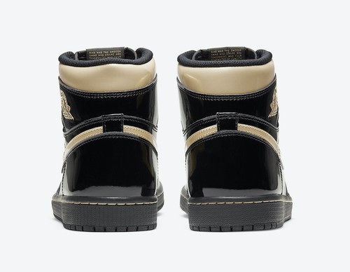 Nike Air Jordan Retro 1 OG Negro y Dorado Patente Metálico Cuero GS 575441 032 - Imagen 5 de 16