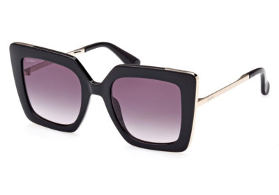 Damen Sonnenbrille Schwarz Oversize Farbgläser Signiert Max Mara MM0051 01B