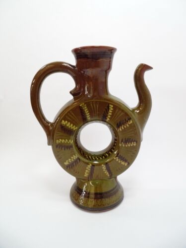 Grande brocca anello ceramica studio polacco vintage smalto verde 13,25” Cepelia - Foto 8 di 10