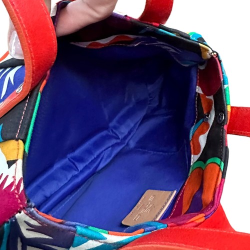 Etro Floral Canvas Satin Fabric Multi Color Leather East West Shoulder Purse - Picture 16 of 20