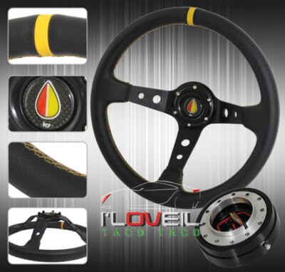 350mm Inner Grip Handle Steering Wheel W/ Black 1.5'' Slim Quick Release