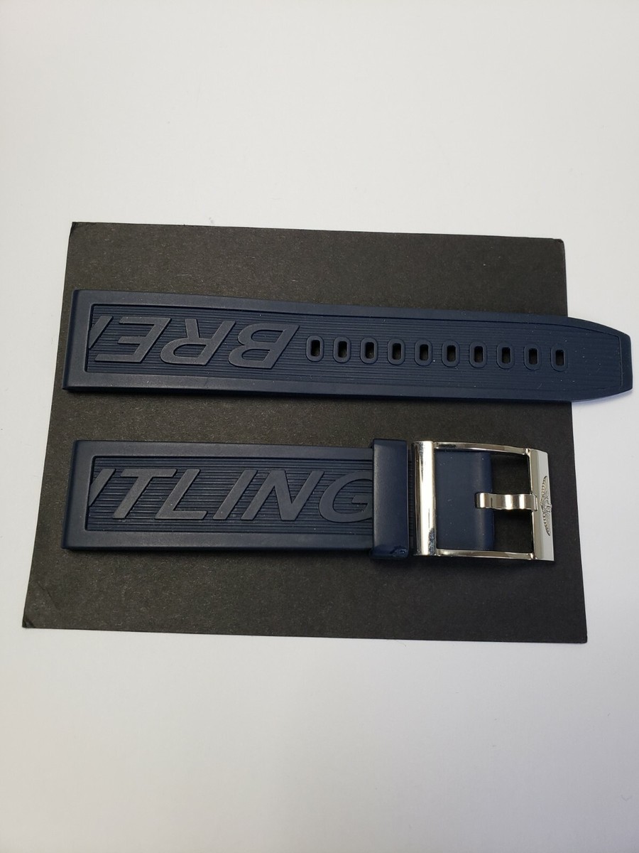 BREITLING BLUE RUBBER STRAP AND TANG BUCKLE OEM 22MM | eBay