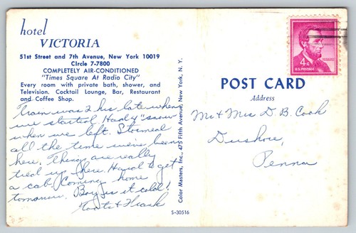 Postkarte Hotel Victoria, Times Square at Radio City New York City B10 - Bild 2 von 2