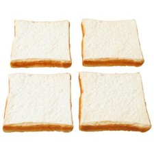 4 Artificial Bread Slice Set Fake White Sliced Bread Realistic Fake Food for ...