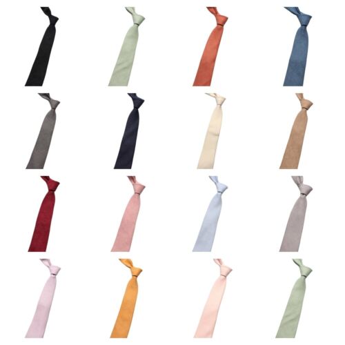 Men Solid Color 7CM Wide Cotton Necktie Wedding Formal Business Tuxedo Neck Tie - Picture 1 of 18
