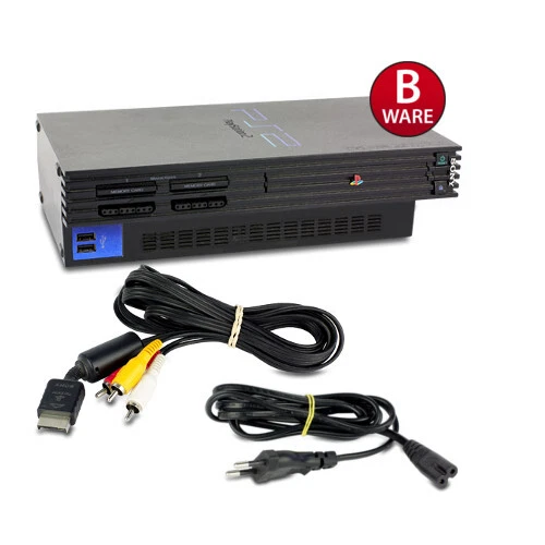 PS2 Konsole Fat in Schwarz (B-Ware) #50B mit allen Kabeln ohne Controller - Bild 1 von 3