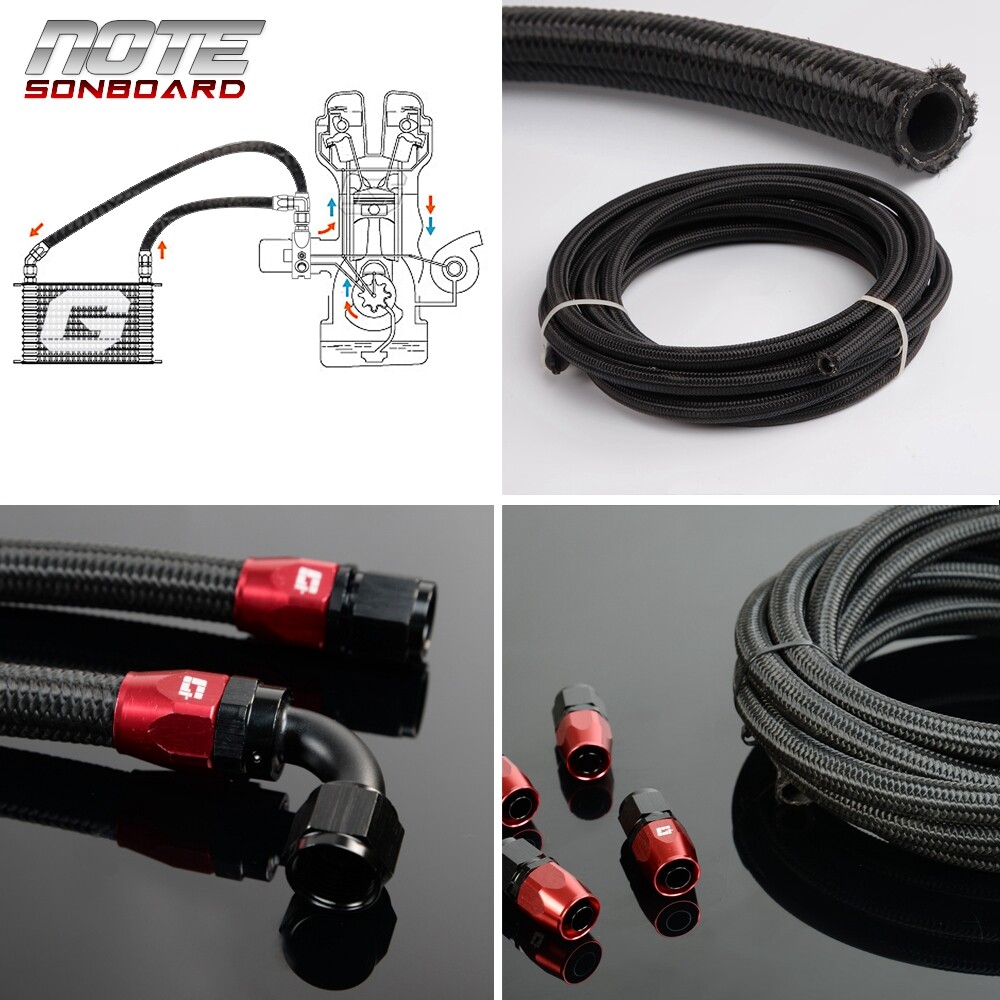 16.4FT AN6 Steel/Nylon 6AN Oil/Fuel line/Hose+Fitting/Hose End/Adaptor 5M