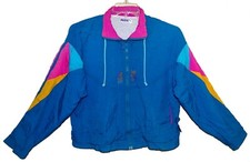Women's Sz M Vin 80's PUMA TRACK JACKET Windbreaker Nylon Turquoise Lined