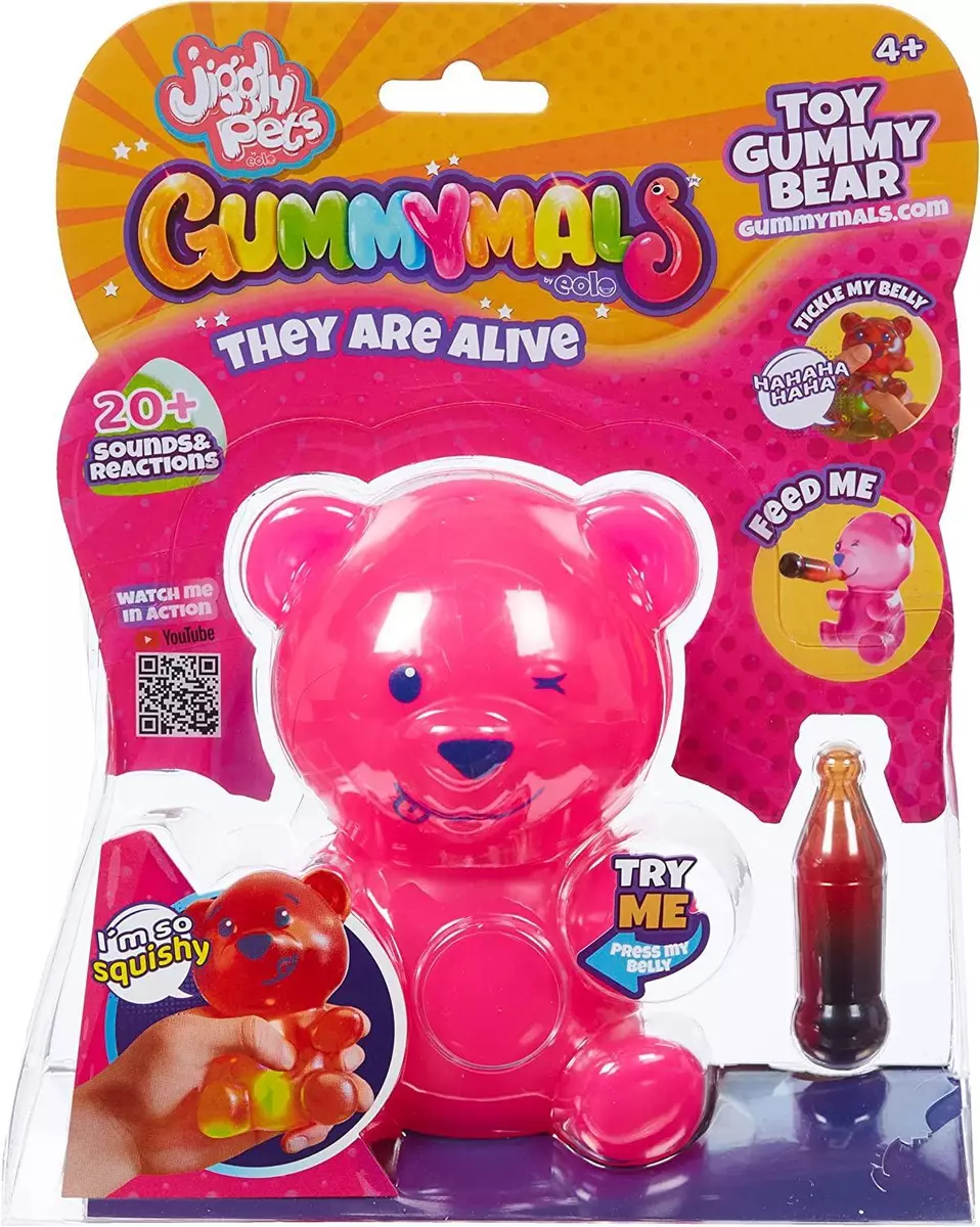 NEW Jiggly Pets Gummymals PINK Interactive Super Squishy Gummy Bear