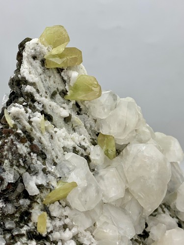 Dazzling Sphene Cluster with Uv Reactive Calcite & Black Muscovite - Picture 2 of 15