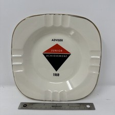 Vintage 1969 White Ashtray | Junior Achievement - Advisor | 7 Inch Made In USA