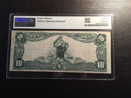 10.00 NBN Plymouth Pa PMG 25 Vf Stained Sig. Retraced Only 14 Large Known - Picture 2 of 2