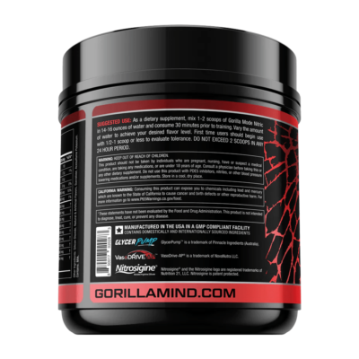 gorilla mode ar l-carnitine l-tartrate 750 mg label Gorilla Mind Gorilla Mode Nitric Pre-Workout Booster Energy & Focus, 40  Servings