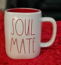 Rae Dunn “SOUL MATE” Mug – Red Interior – Ceramic Coffee Cup – Valentine’s Gift